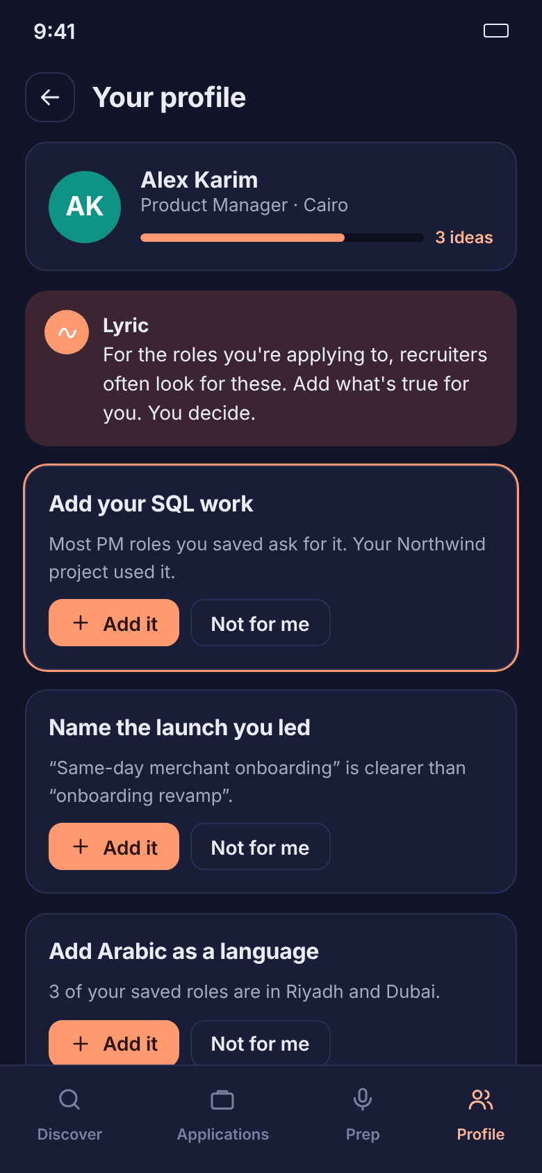 Lyric profile optimization with collaborative suggestions