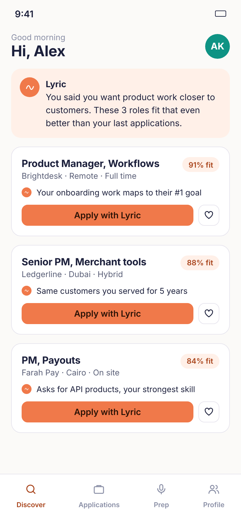 Lyric showing similar roles after a rejection