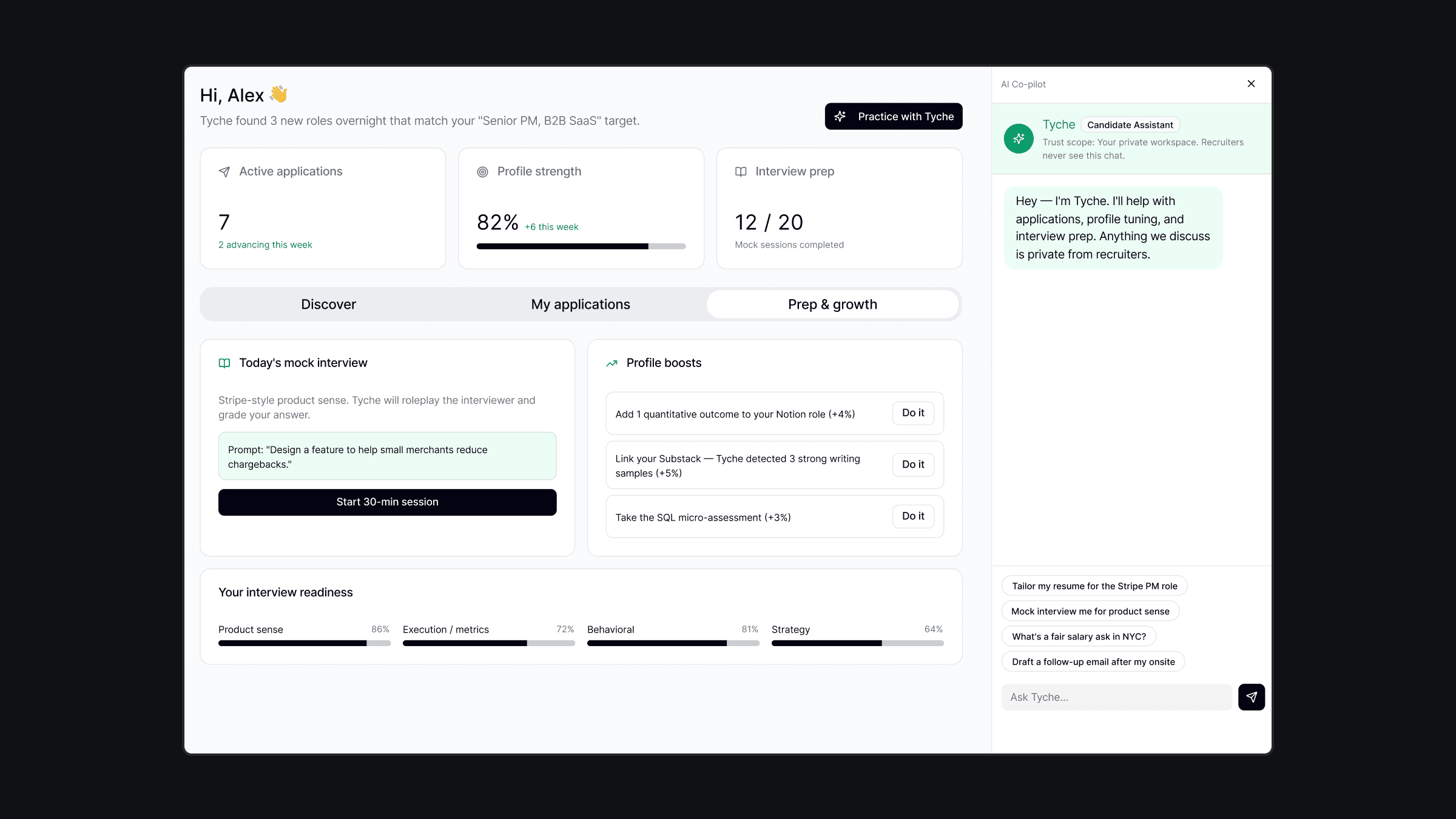 Profile optimization with Tyche suggesting additions collaboratively