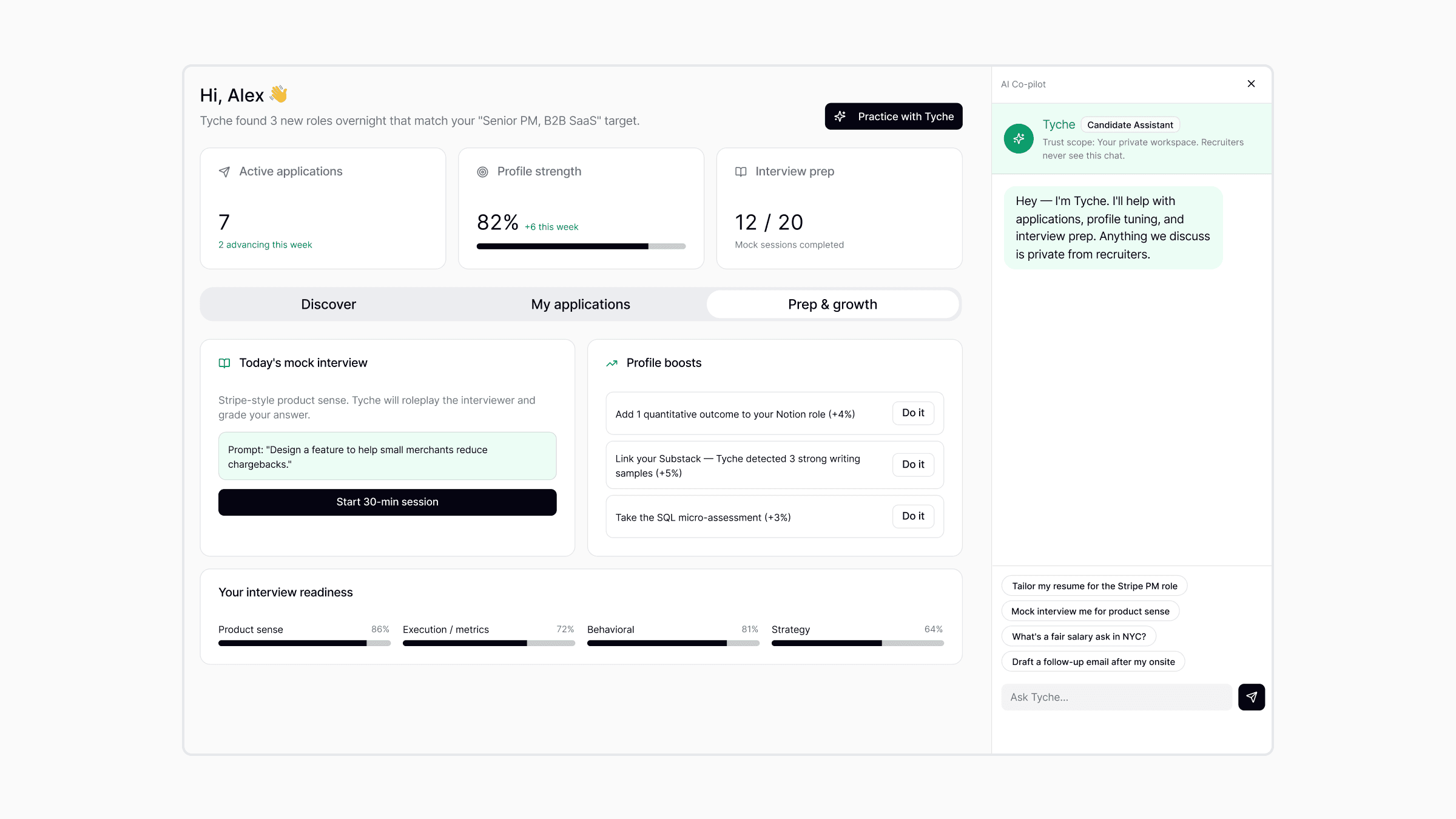 Profile optimization with Tyche suggesting additions collaboratively